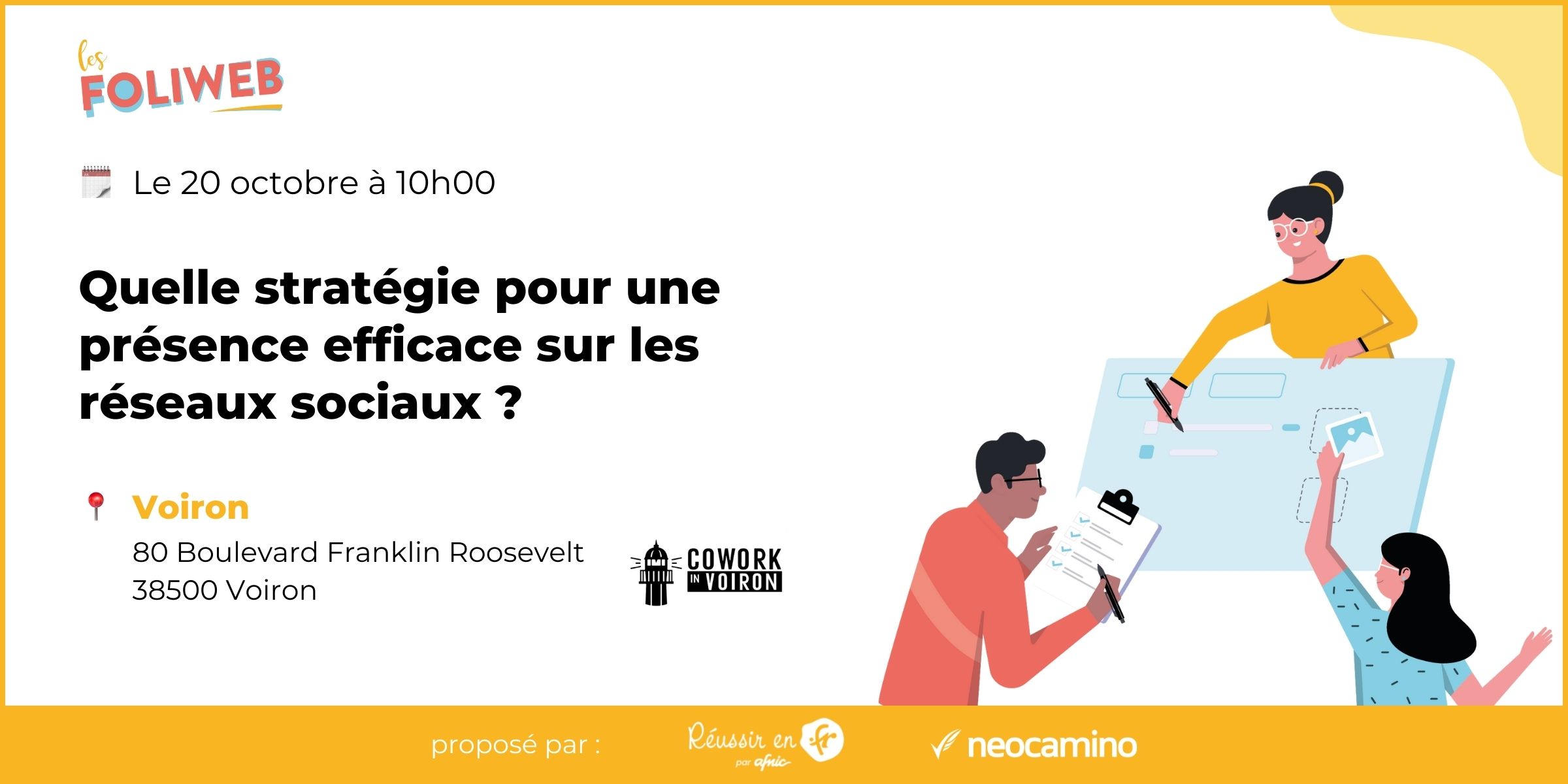 Atelier Foliweb le 20 octobre à 10h (présence efficace sur les réseaux sociaux)